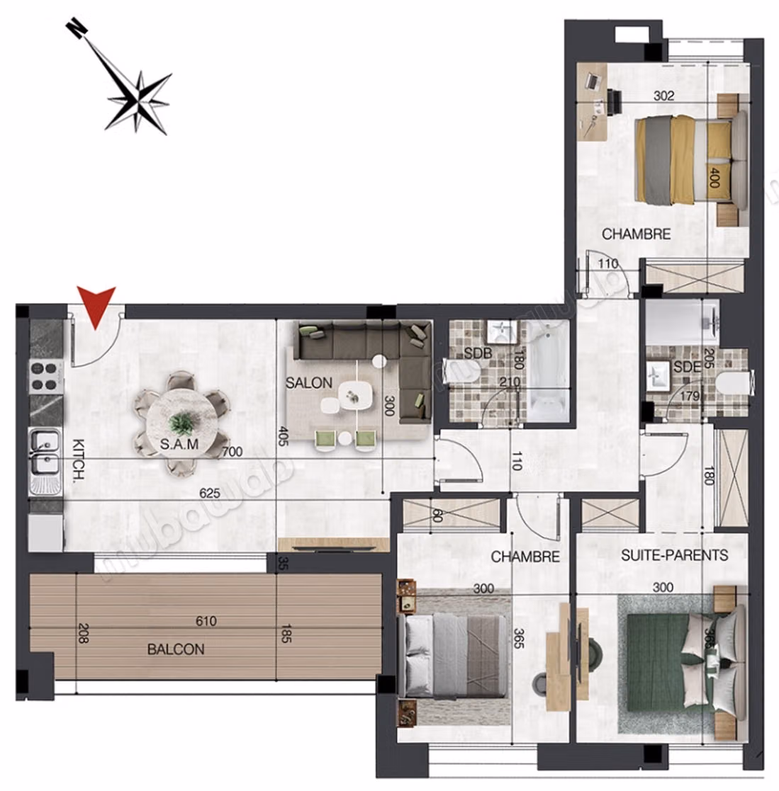 Appartamento S3 con Vista Mare a Sidi Mahersi, Nabeul