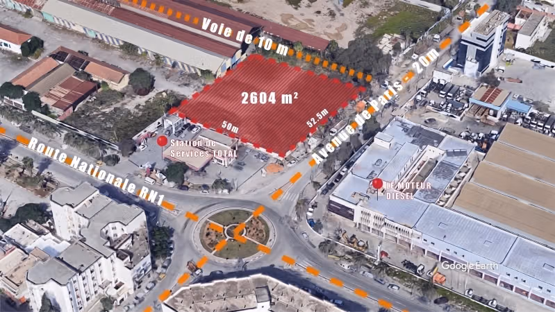Terrain commercial de 2 604 m² R4 sur GP1