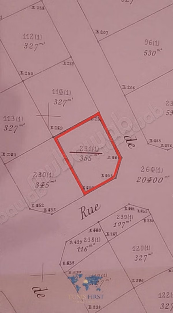 For Sale Land of 355 m² in La Marsa Sidi Abd L