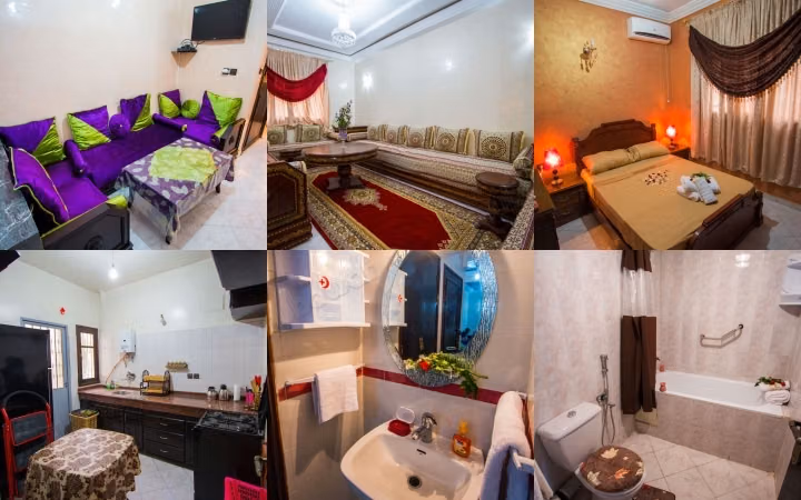 Apartamento de vacaciones en alquiler en Narjis. Superficie 95 m². Salón tradicional marroquí, residencia segura