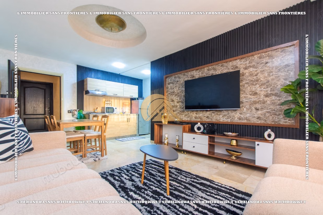 Apartamento amueblado de 52 m² en alquiler en Guéliz - 1 habitación, salón, sala de estar y ascensor