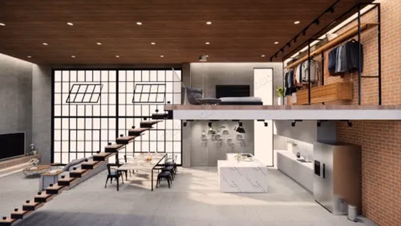 Duplex à rénover 5 mètres de hauteur sous plafond
