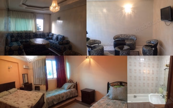 Location saisonnière à Al Adarissa. 4 grandes pièces. Résidence avec concierge, climatisation générale