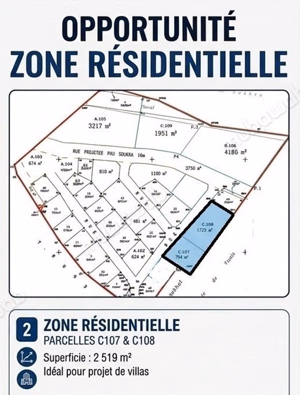 Terrain de 2519 m2 residentiel
