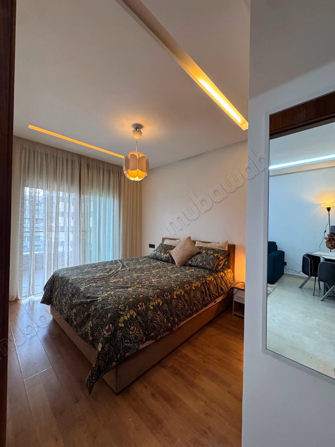 Bel appartement à louer dans la ville financière de Casablanca. Superficie 50 m². Cave