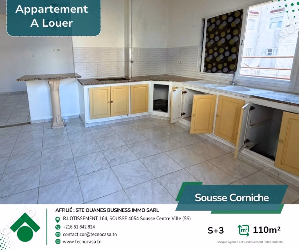 A louer un appartement S3 sans meuble