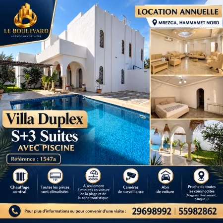 In Affitto Villa Duplex S3 Con Piscina a Mrezga