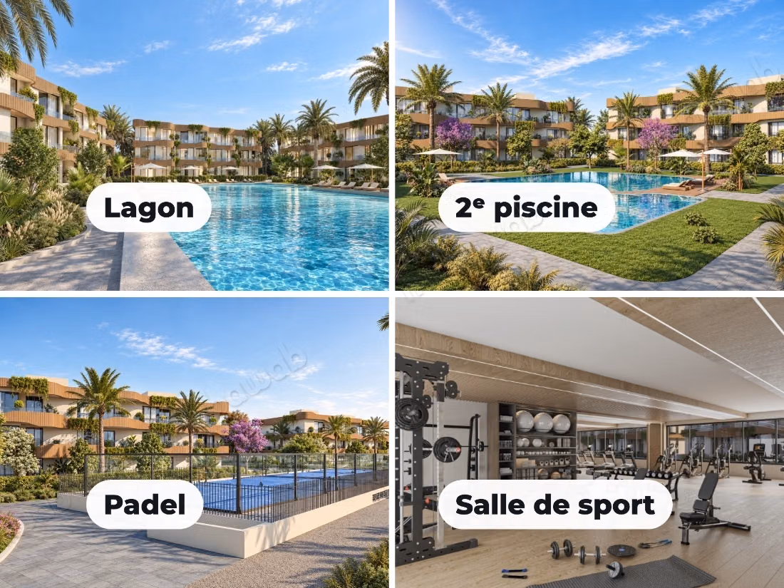 Appartement 1 chambre en résidence avec lagon et padel, à Marrakech