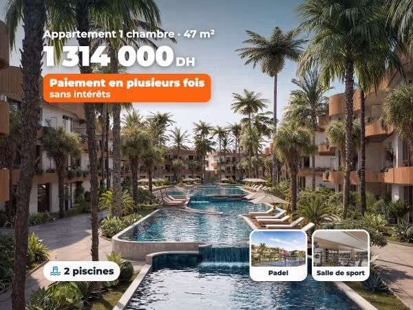 1 bedroom apartment in a lagoon and padel residence, Marrakech
