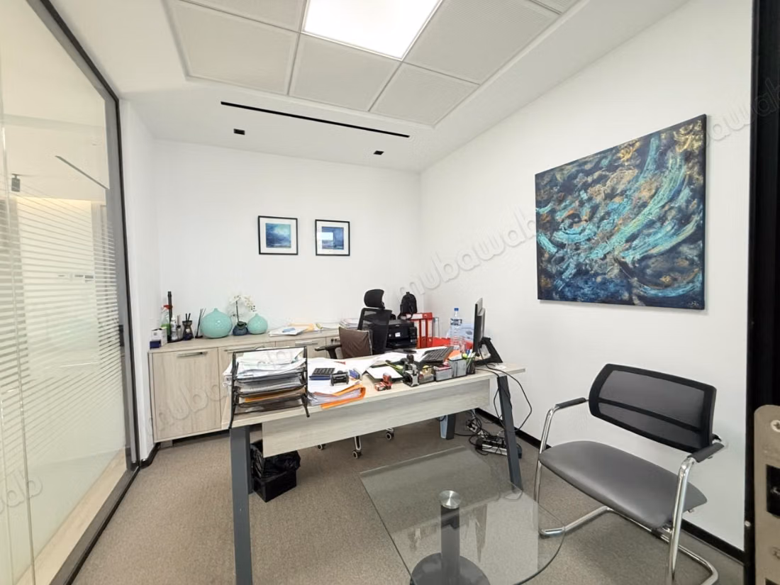 Office rental at Les Berges Du Lac 2. Total area 237 m². Central heating and armored door.