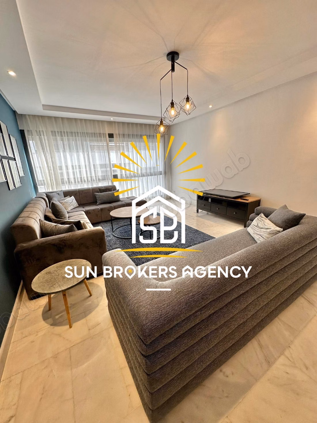 Three beautiful modern two-bedroom apartment with palm