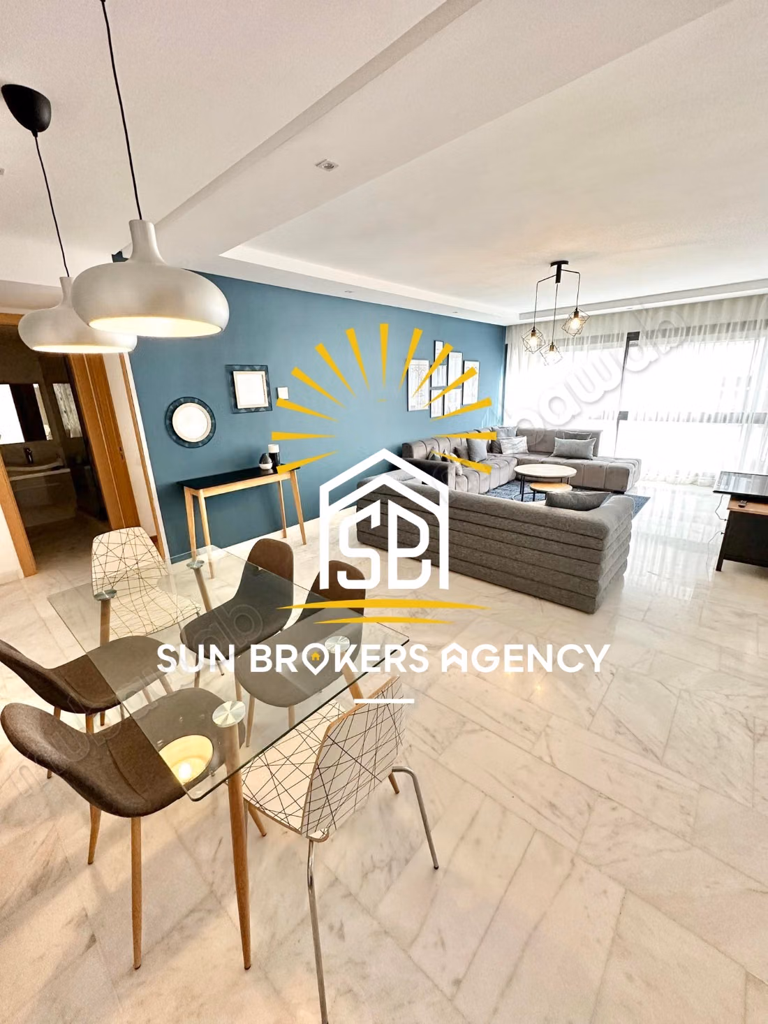 Three beautiful modern two-bedroom apartment with palm