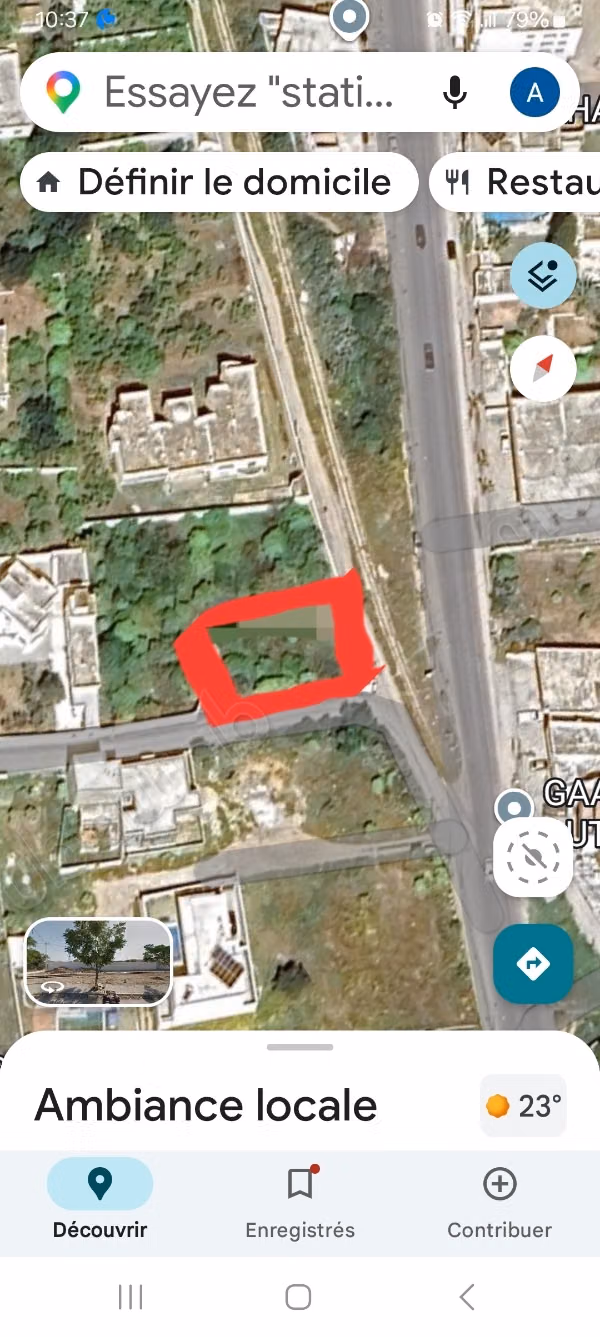 Vente terrain à Hammamet. 
Surface de 500 m²