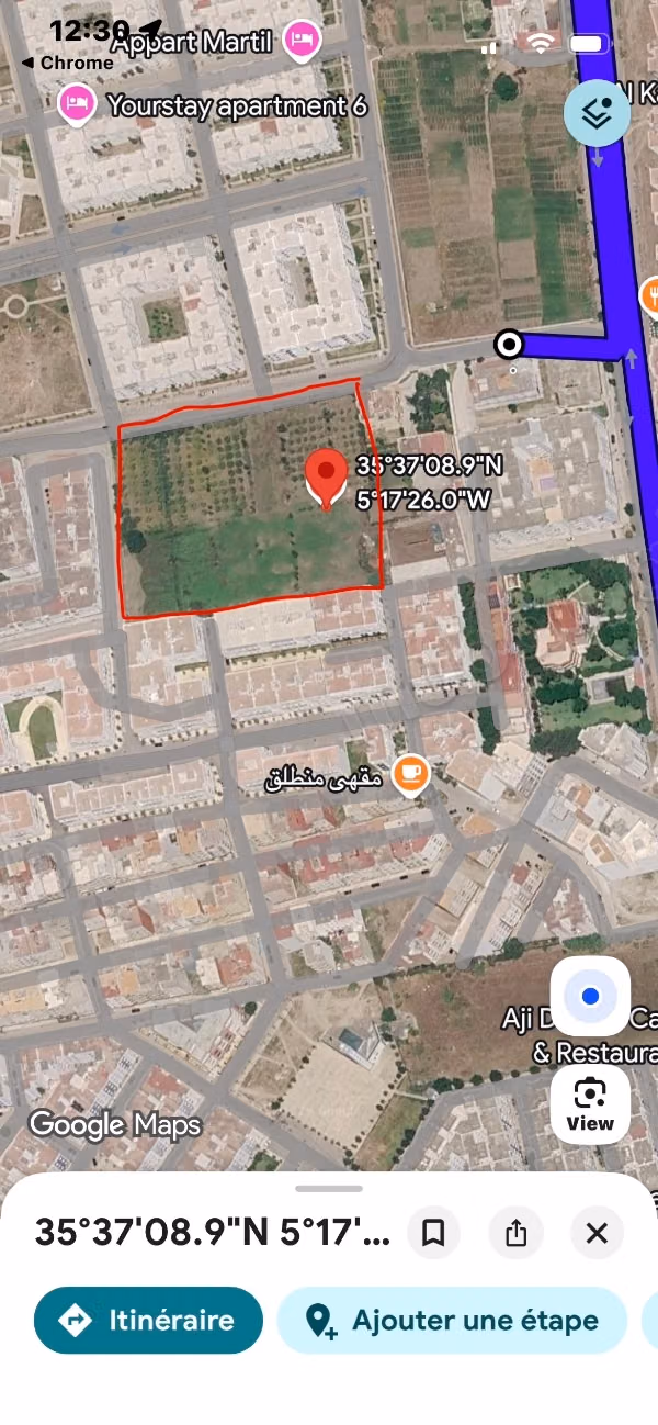 Vente de terrain à Martil. Surface de 12000 m²