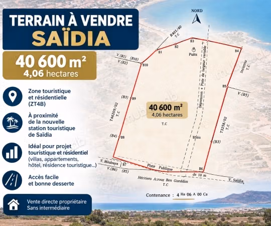 بيع مباشر من المالك - قطعة أرض مسجلة 40,600