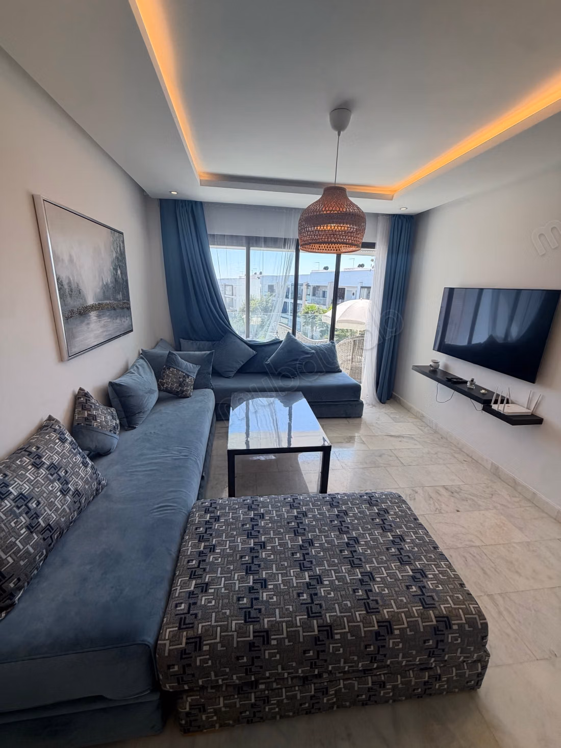 Stunning apartment for rent in Dar Bouazza. Area of 95 m². Furnished