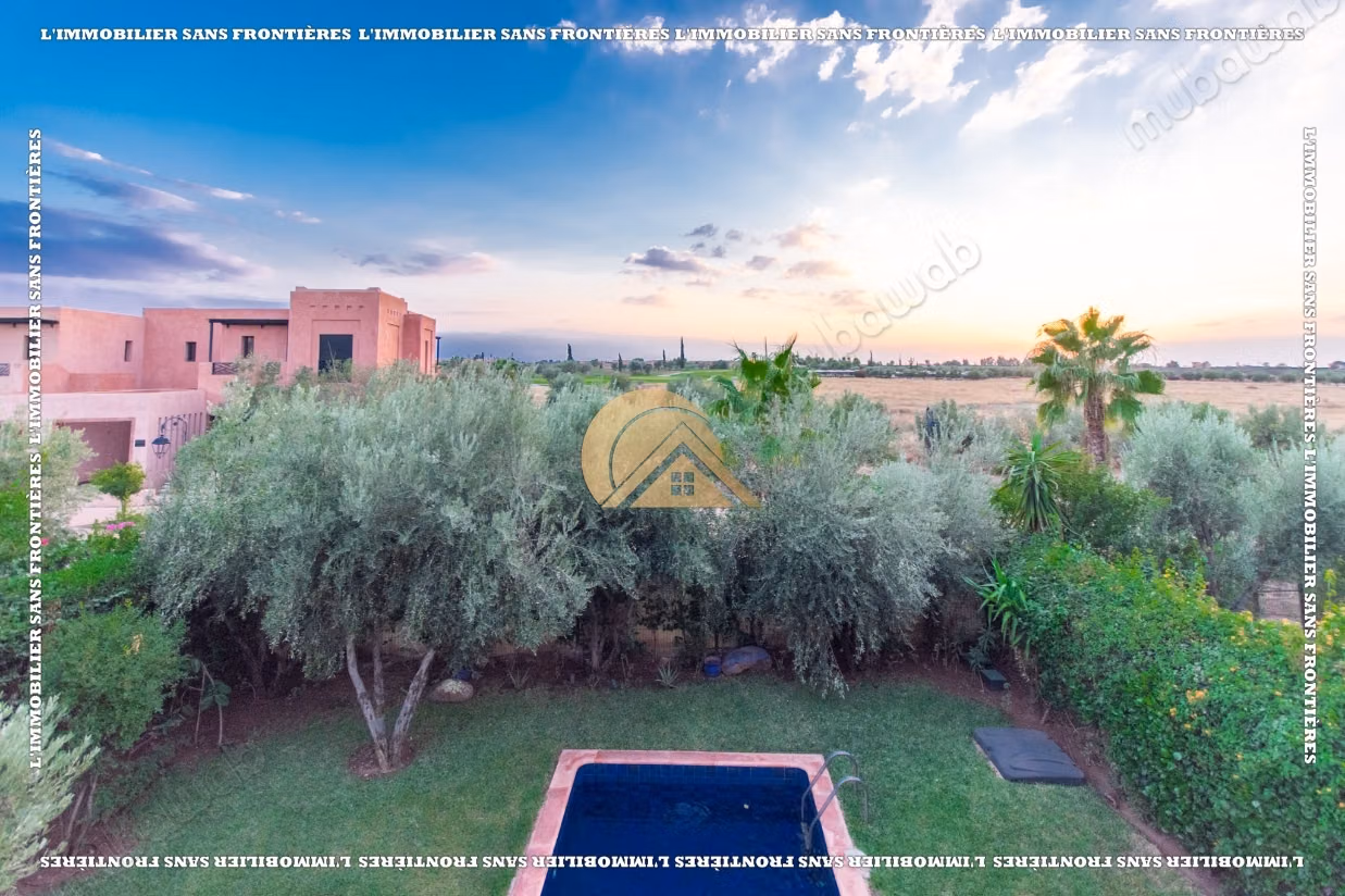 Furnished villa for sale on Route de l’Ourika – Jardin d’Atlas, golf view and private pool