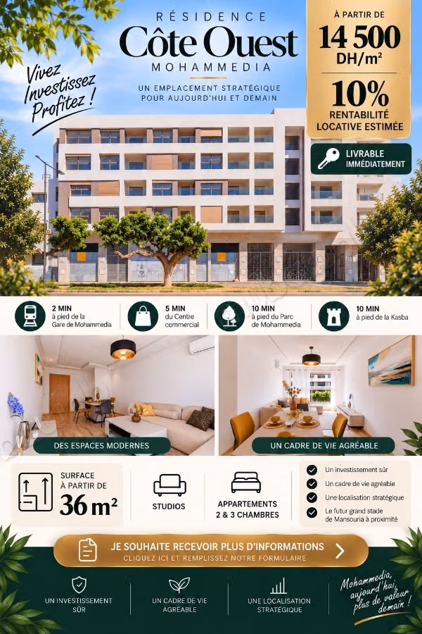 Superbe appartement à vendre en Centre Ville. 2 belles chambres