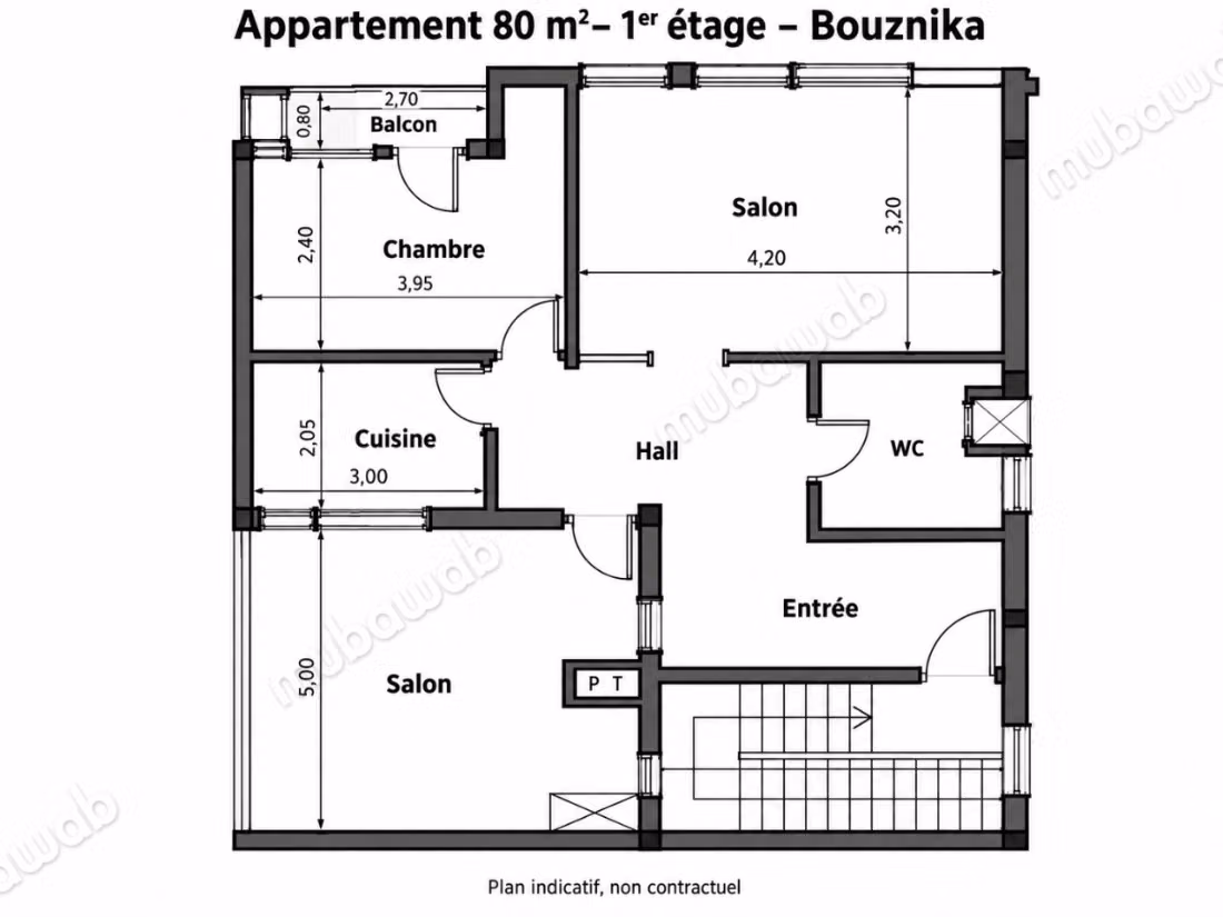 Appartement 80 m² titré vue parc Bouznika