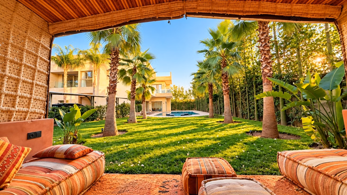 Stupenda villa in affitto a El Ghiate. 10 camere confortevoli. Aria condizionata e piscina