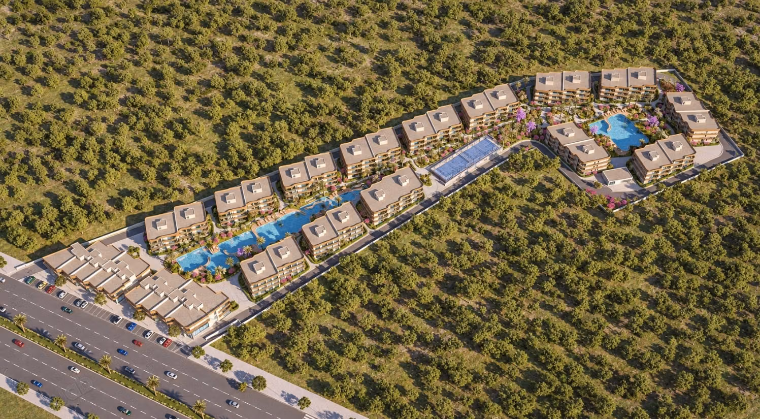Appartement de 43 m² en étage, résidence avec lagon et padel