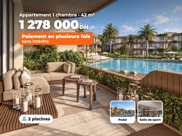 1 bedroom apartment in a lagoon residence, 8 min from the airport