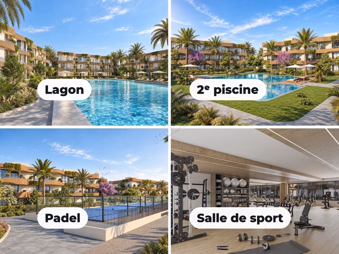 Appartement 1 chambre et terrasse, résidence avec lagon, sans intérêts