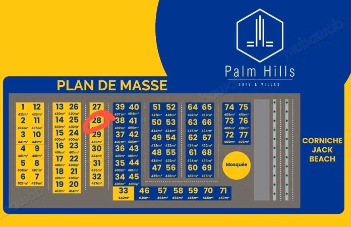 Land purchase in Dar Bouazza. Area of 436 m²