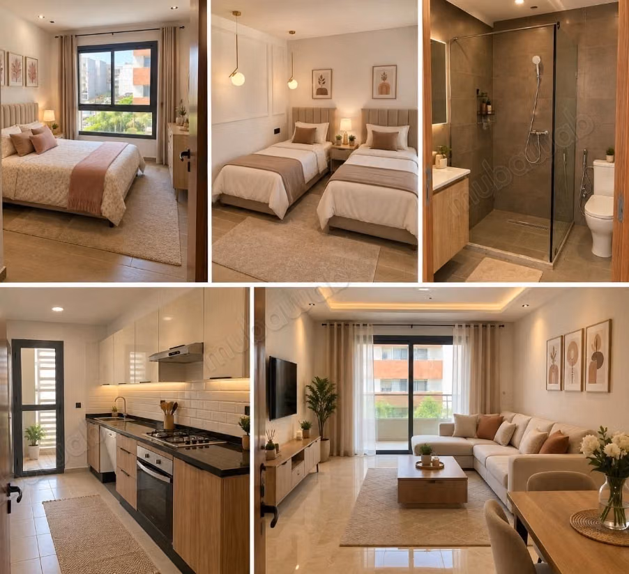 New apartment with 2 bedrooms, pool Bouskoura