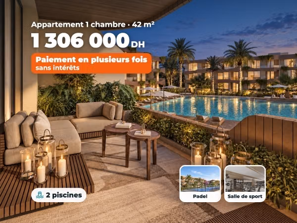 Appartement 1 chambre, résidence lagon et 2 piscines, sans intérêts