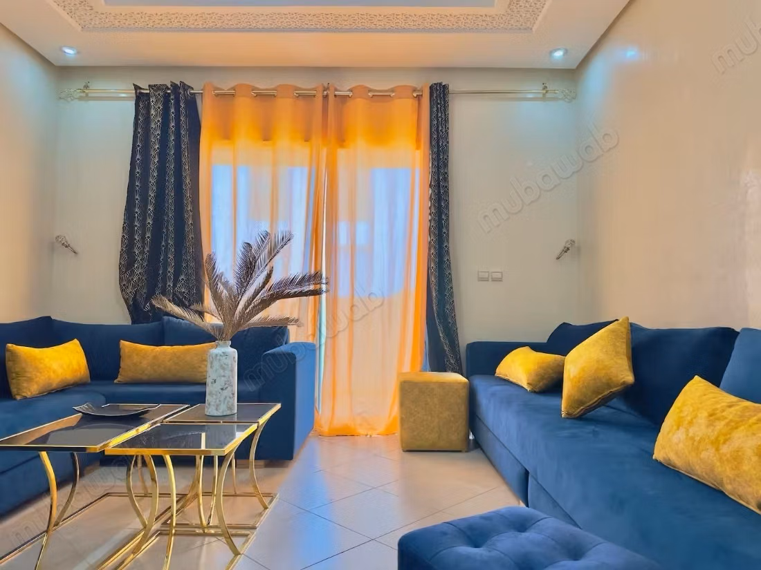 Location d'un appartement à Tamri. 
3 pièces. 
Bien meublé