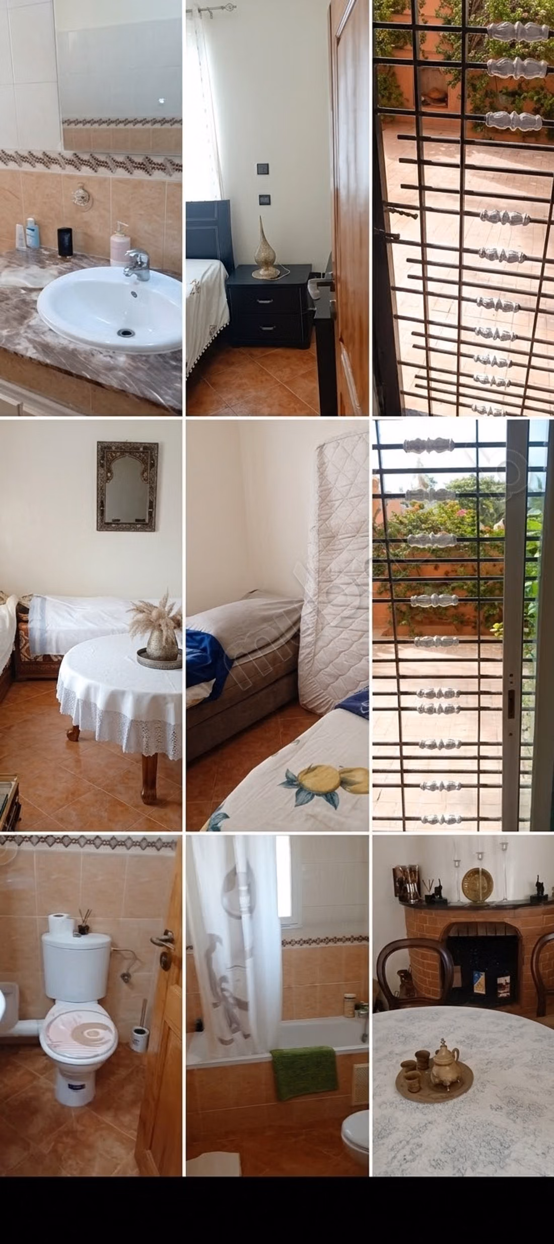Superbo appartamento in affitto sulla spiaggia di Oued Cherrat. 2 camere. Tutti i comfort con piscina e camino