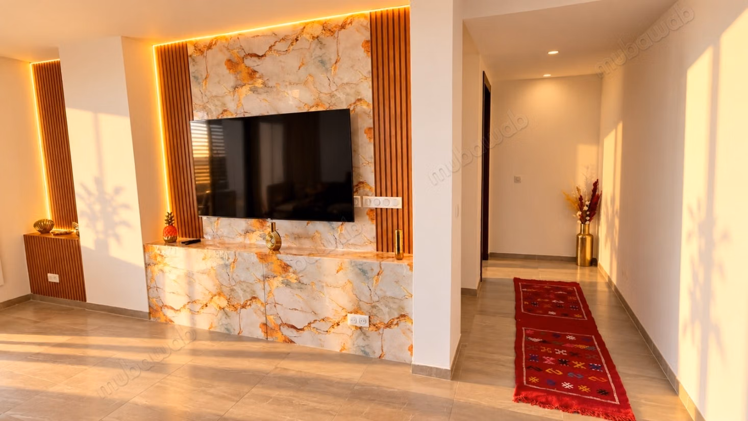 Location d'un appartement à Taghazout. 3 chambres agréables. Salon traditionnel marocain, résidence sécurisée