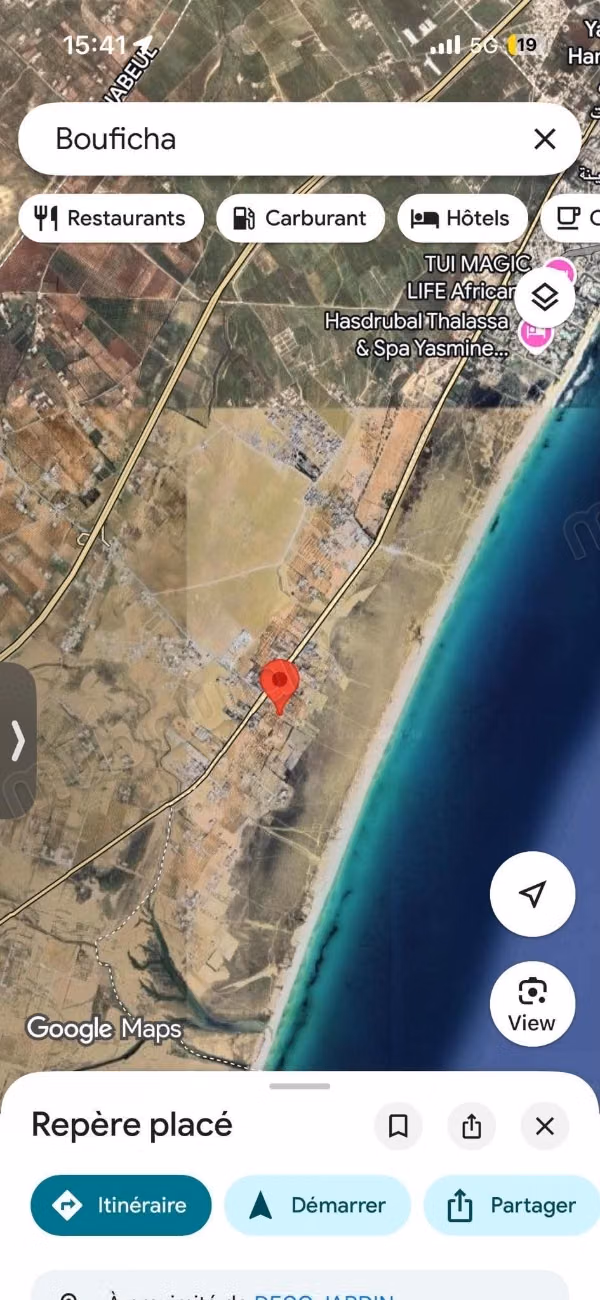 Achat de terrain à Hammamet. 
Superficie 416 m²