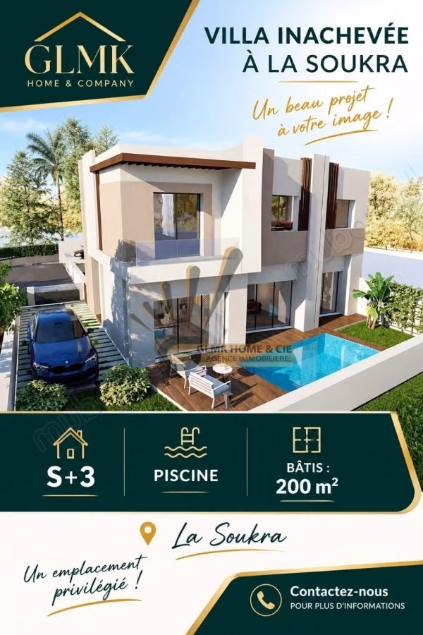 Villa avec piscine à vendre à la Soukra