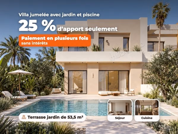 Semi-detached villa with garden, private pool and 53.5 m² terrace