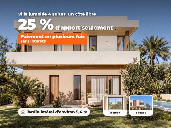 Villa jumelée avec un côté libre, seulement 30 dans la résidence