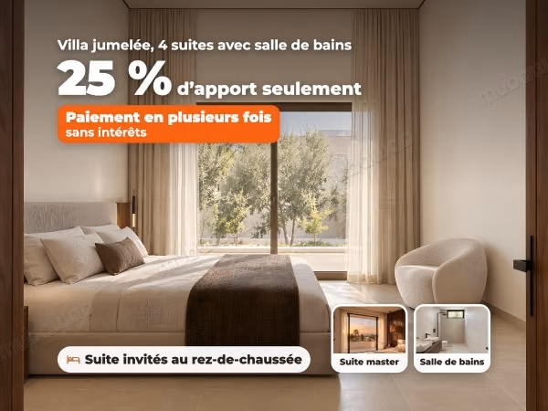 Villa jumelée 4 suites avec salle de bains, suite invités au RDC