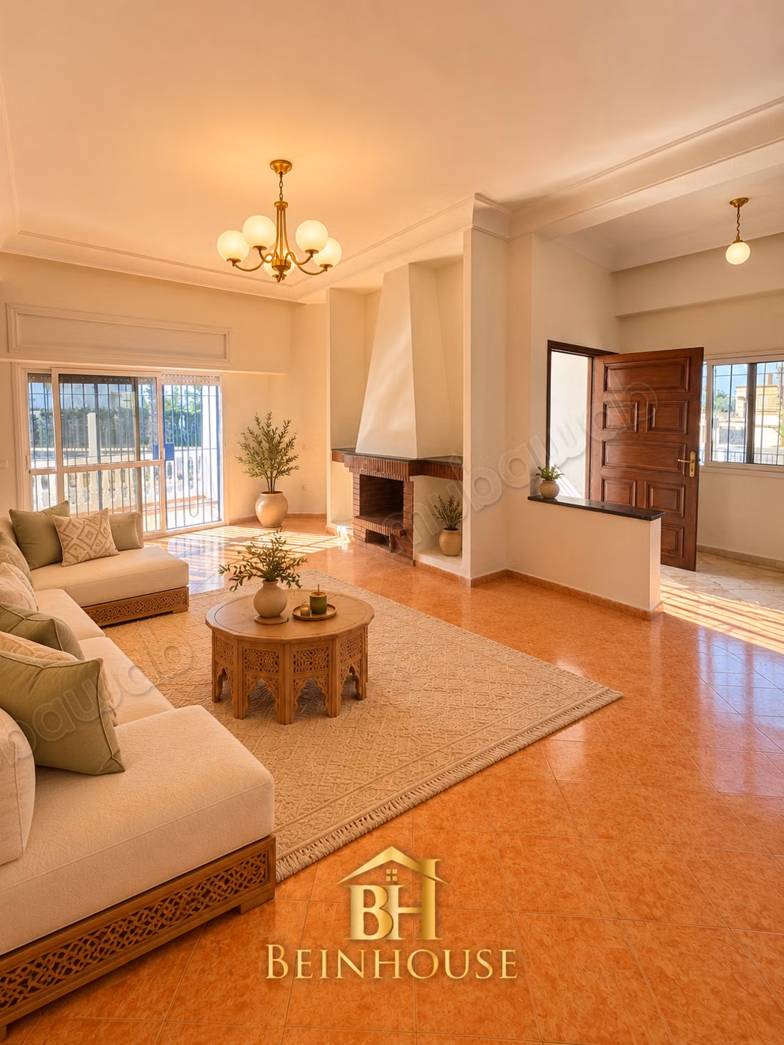 Superbe villa à louer à Harhoura. 
3 belles chambres. 
Jardin et terrasse