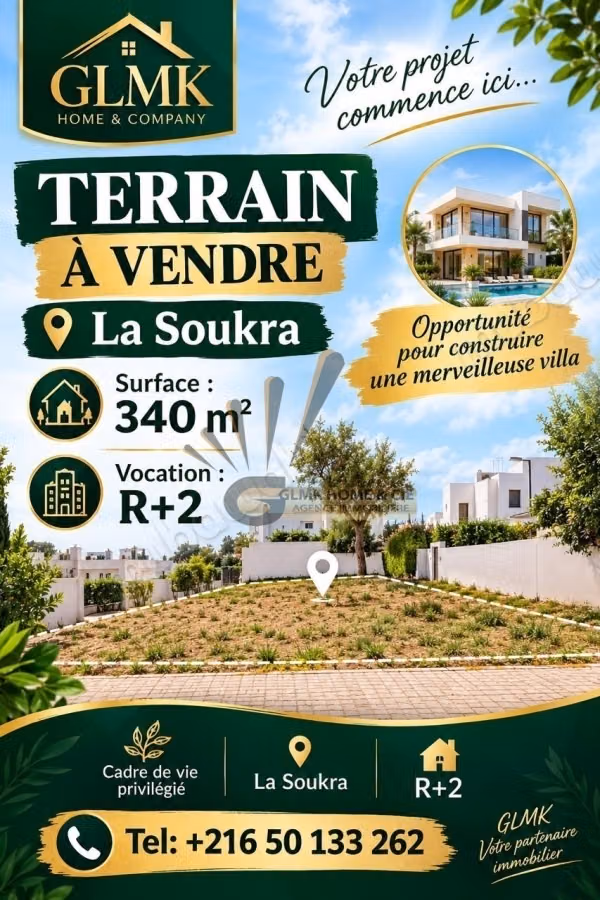 Terrain à vendre à la soukra