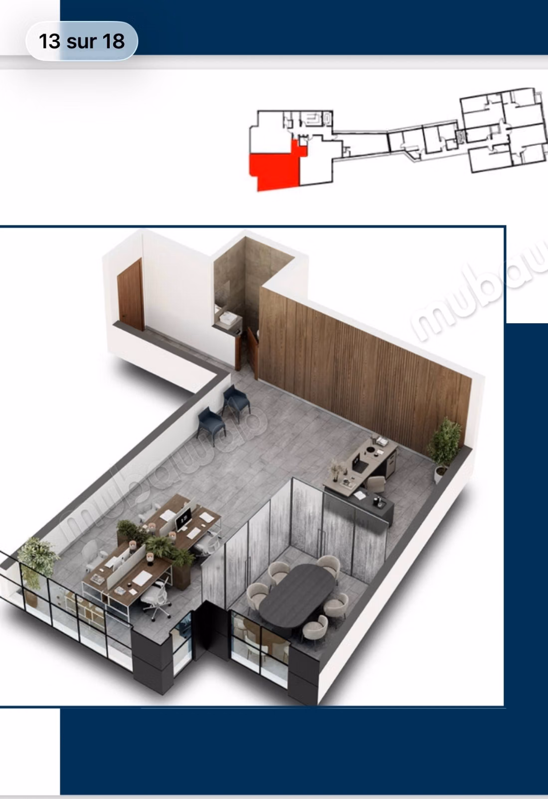 Bureau neuf à louer sur façade 2 Mars 
Hôpitaux