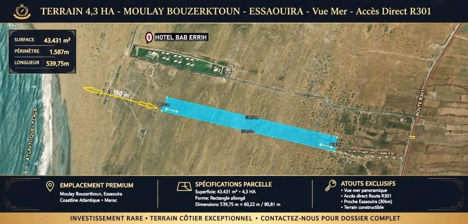 Bonito terreno en venta en Route de Safi. Gran superficie 40000 m²