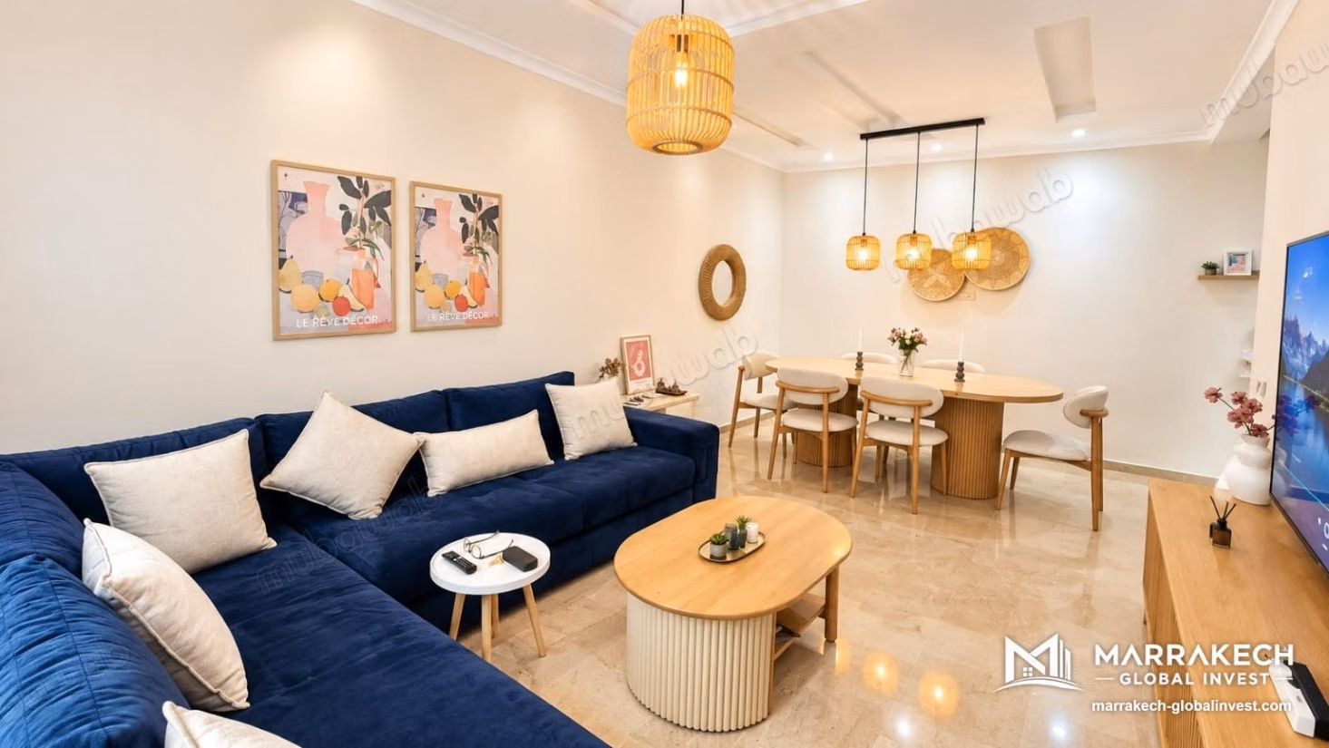 Location appartement 2 chambres non meublé vide de 71m² à l'hivernage 
Marrakech