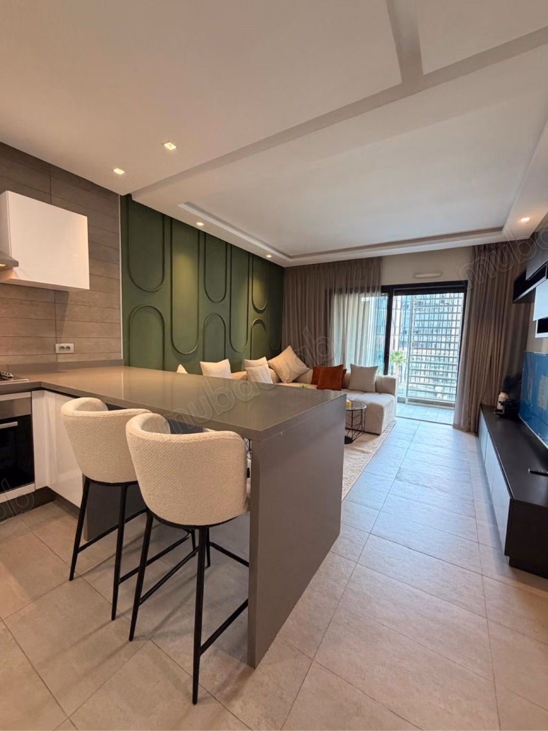 Louez cet appartement à Casablanca Finance City. Superficie 69 m². Bien meublé
