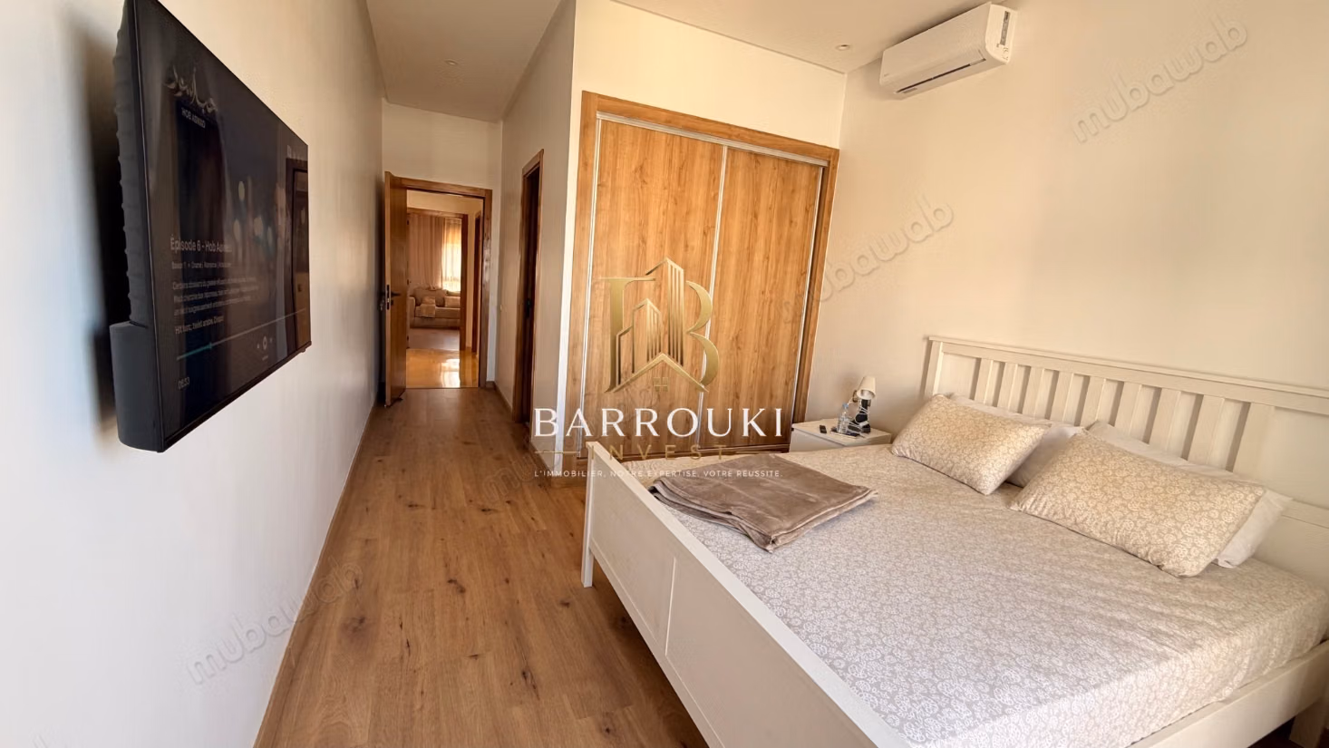 Appartement neuf 2 chambres à louer à Dar Bouazza – Haut standing, terrasse vue piscine